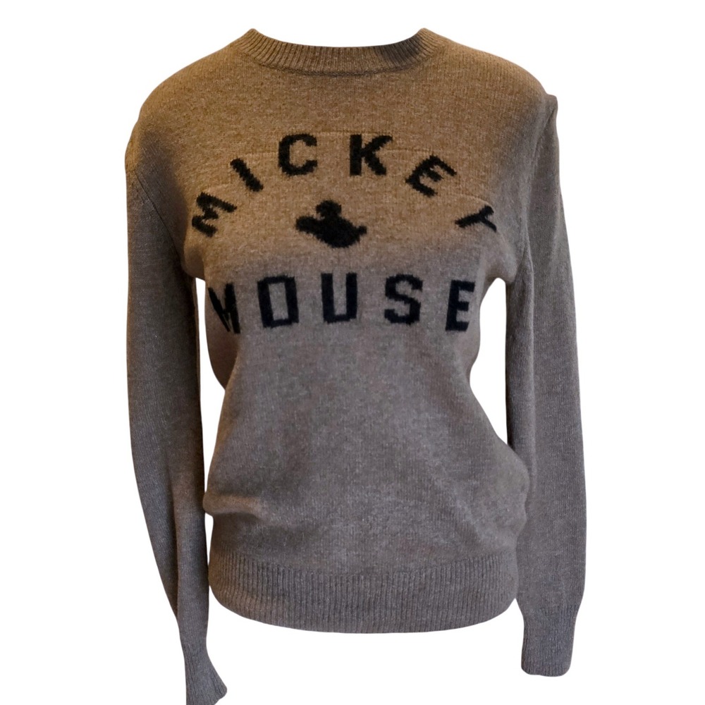 Uniqlo Disney Mickey Mouse Wool Blend Knit Sweater Womens Medium Brown Crewneck
